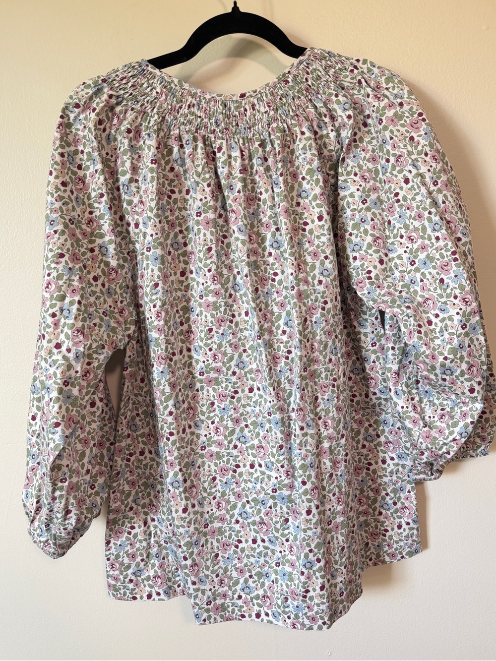 LAKE Hammock pink blue floral balloon sleeve bow tie blouse shirt size XL cotton - Picture 3 of 6